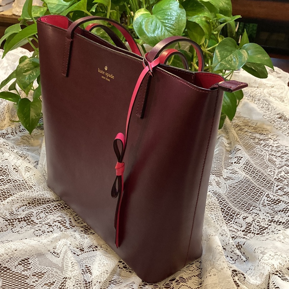 Kate Spade Lawton Way Maroon / Pink Tote (ABBA) - Picture 4 of 12